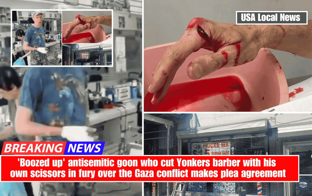 'Boozed up' antisemitic goon who cut Yonkers barber with his own scissors in fury over the Gaza conflict makes plea agreement